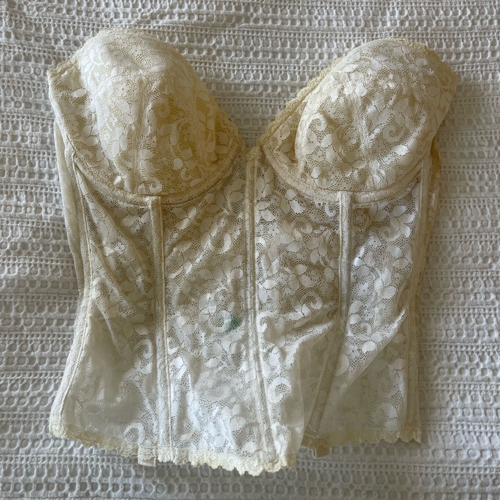 Vintage 80s carnival strapless lace bodice bra
